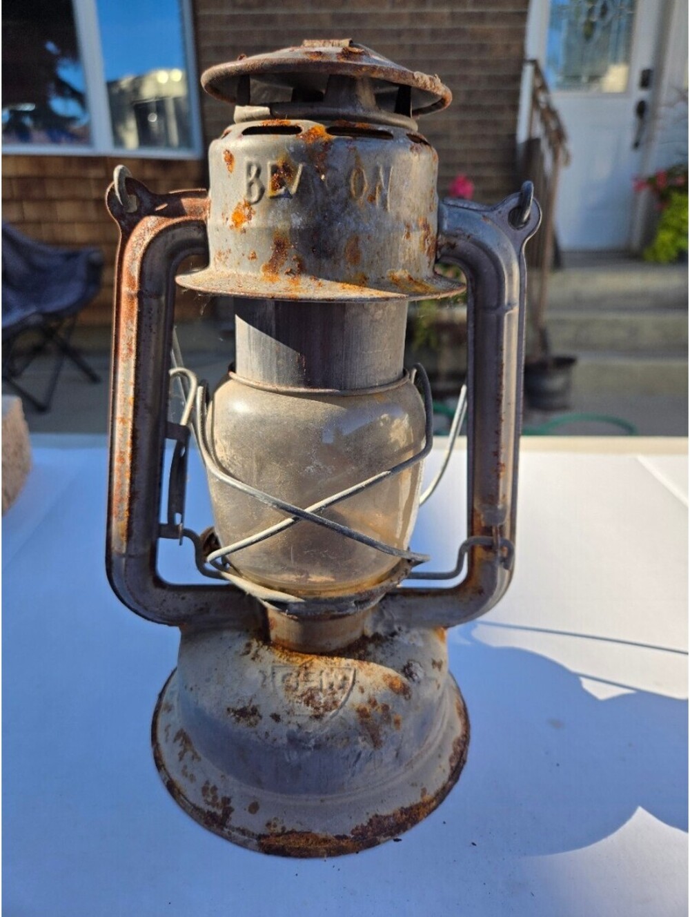 Vintage Beacon Kerosene Lantern Antique Canadian Oil Lamp Rustic Farm Decor